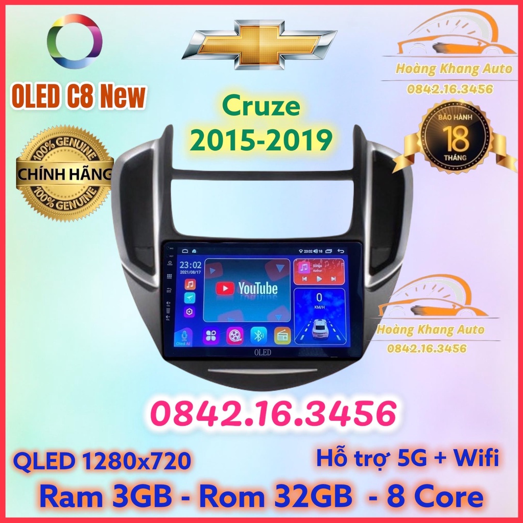 Màn hình android OLED C8 New theo xe Cruze 2015 - 2019  kèm dưỡng và jack nguồn zin theo xe .