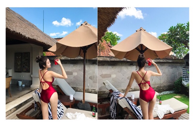 [BKN237] &lt;HÀN&gt; BODYSUIT ĐỎ ĐAN DÂY NGỰC KIỂU HÀN