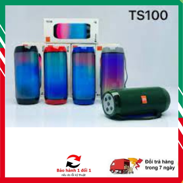 🚀HÀNG HOT🚀 Loa Bluetooth TS 100 Âm Thanh Đỉnh ,Đèn Led Theo Nhạc Kết Nối Đa Năng Bảo hành 6 tháng