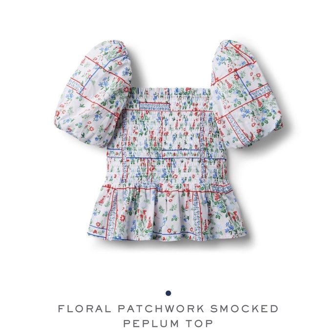 Áo bé gái JANIE AND JACK - FLORAL PATCHWORK SMOCKED PEPLUM TOP