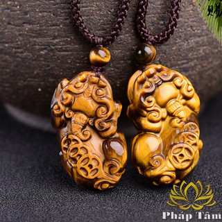 Mặt Dây Chuyền Phong Thủy Khắc Tịch Tà Tỳ Hưu Đá Màu Vàng Cao Cấp - Tâm Phong Thủy