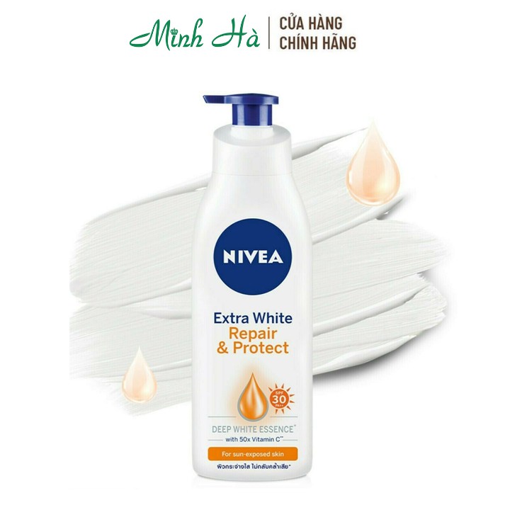 Sữa dưỡng trắng NIVEA Extra White Repair &amp; Protect SPF 30/ PA++ 350ml giúp phục hồi &amp; chống nắng