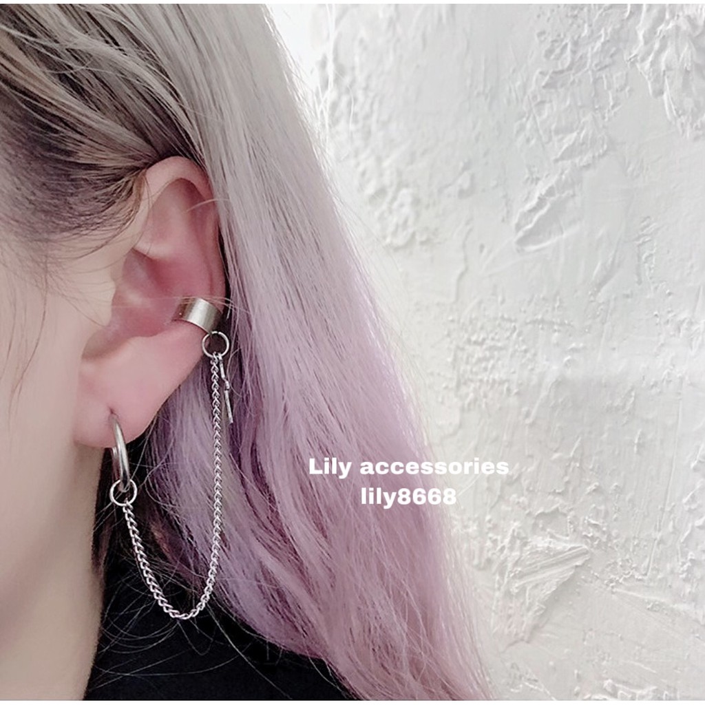 khuyên tai và kẹp vành tai titan phối thánh giá không gỉ không đen không dị ứng cho nam và nữ