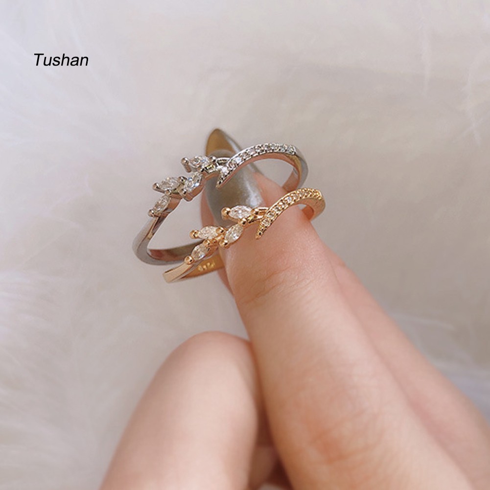 Ống Xả Khí Thải Chuyên Dụng Chất Lượng CaoNhẫn Hình Chiếc Lá Đính Đá Zircon Thời Trang Cho Nữ