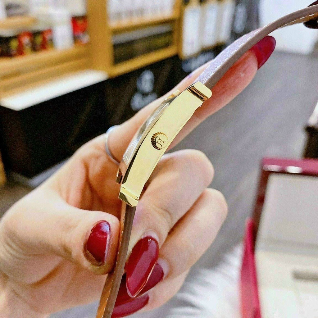 Đồng hồ Hemes Heure H nữ mặt vuông dây da - Viền Ceramic Mặt Đính Đá - Size 26x32mm hermes