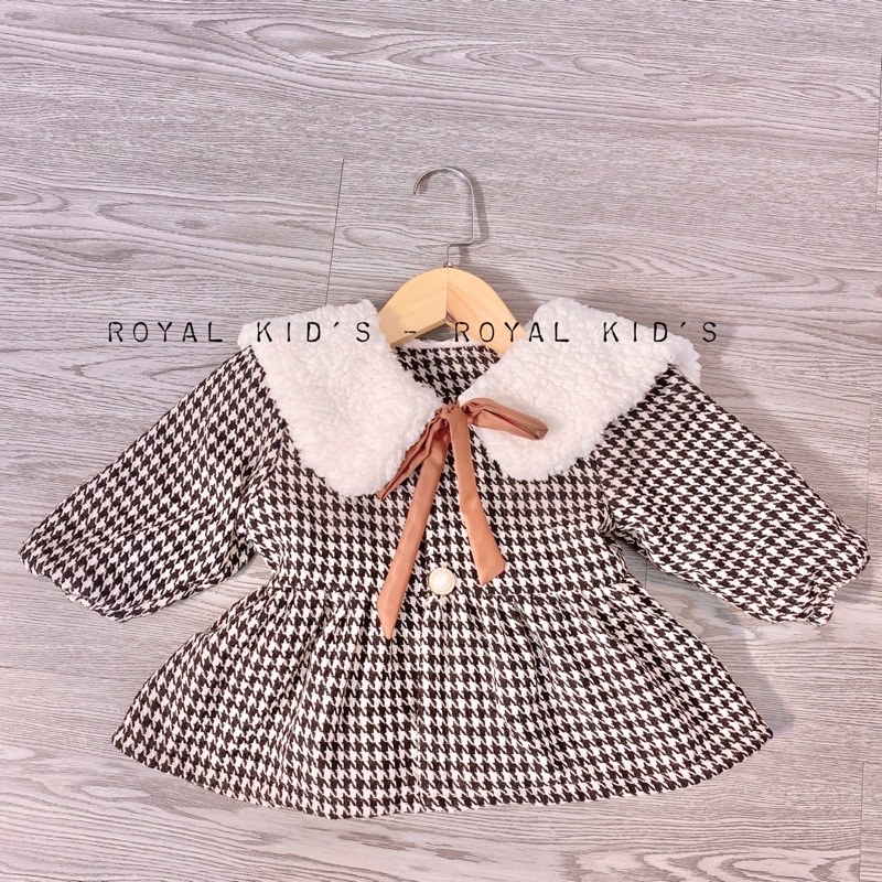 Áo khoác cho bé dạ kẻ 2 lớp lót lông từ 7-20kg