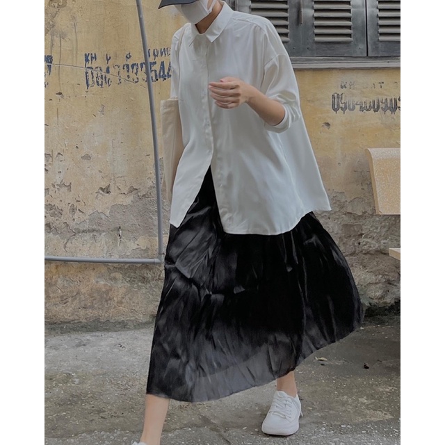 chân váy chất bóng midi 525 | BigBuy360 - bigbuy360.vn