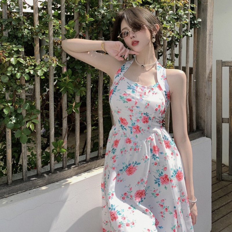 Đầm dài IELGY lưng cao họa tiết hoa thời trang cho nữ