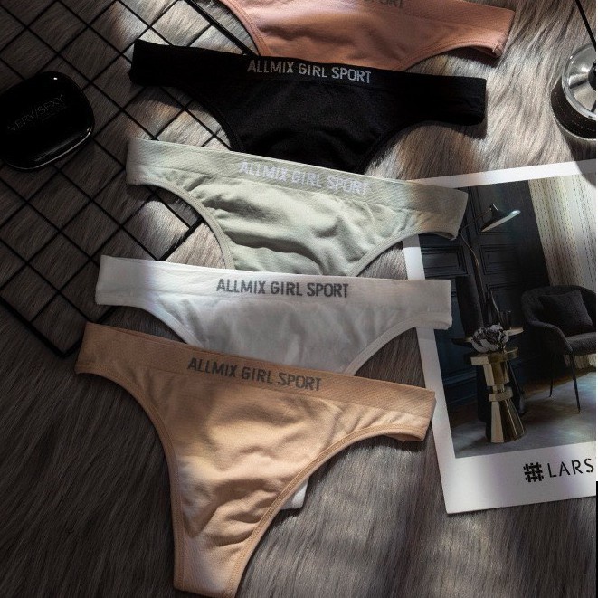 Quần Lọt Khe Nữ ❤️FREESHIP❤️ Quần Lót Nữ Cotton Lọt Khe cạp in chữ ALLMIX GIRL SPORT cá tính mã 5868