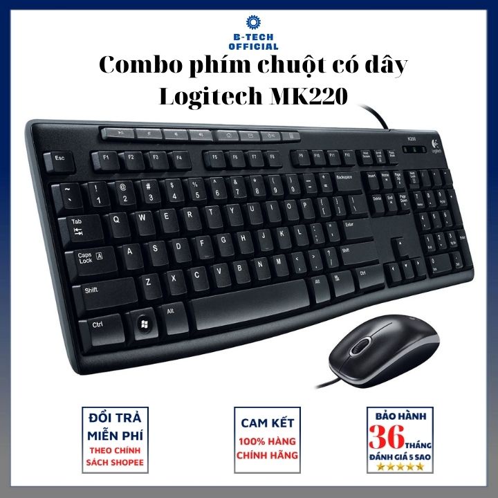 Bộ bàn phím và chuột có dây đa phương tiện Logitech MK200 - Bảo Hành Chính Hãng 3 Năm