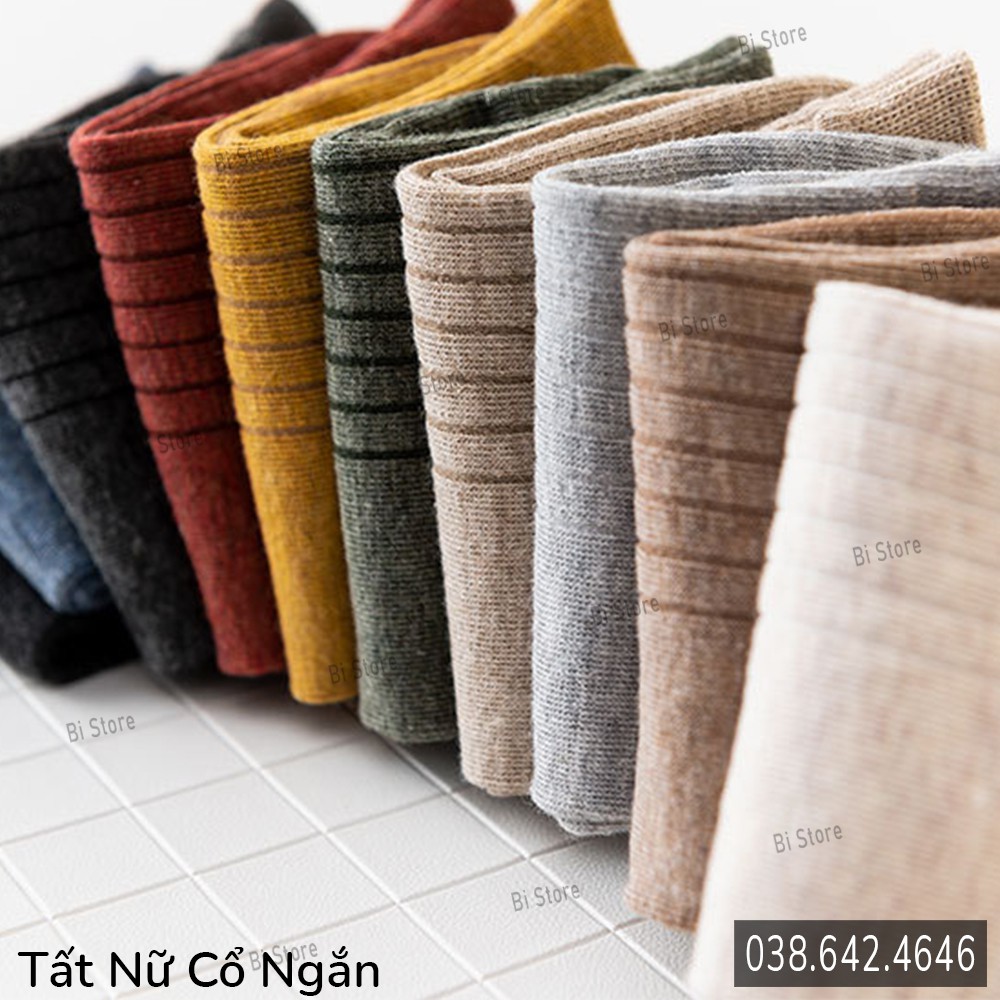 Tất  nữ cổ ngắn len gân to thoáng khí + kháng khuẩn vải cotton loại 1