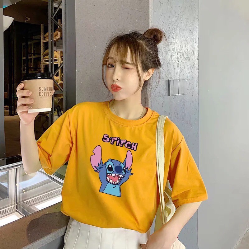 Áo phông, áo thun nam nữ form rộng tay lỡ Unisex HOẠT HÌNH ST I CH Từ 50-70kg