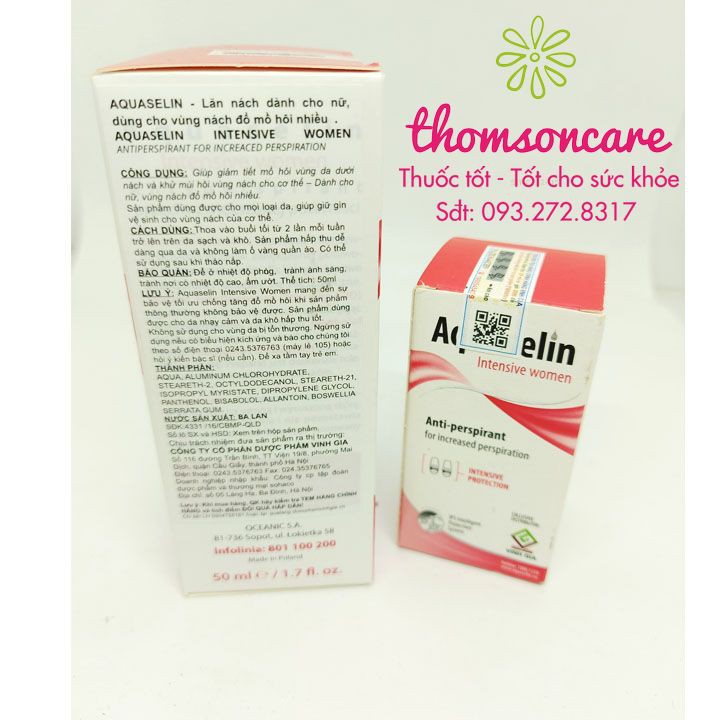 Lăn khử mùi Aquaselin - lăn nách không có mùi cho cả nam, nữ ngăn đổ mồ hôi, chống thấm vàng áo, nhập khẩu | BigBuy360 - bigbuy360.vn
