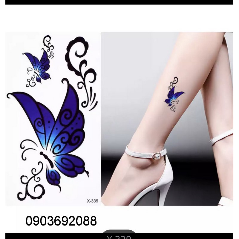 Hình xăm dán - tattoo sticker họa tiết bướm xinh kích thước 10.5 x 6cm