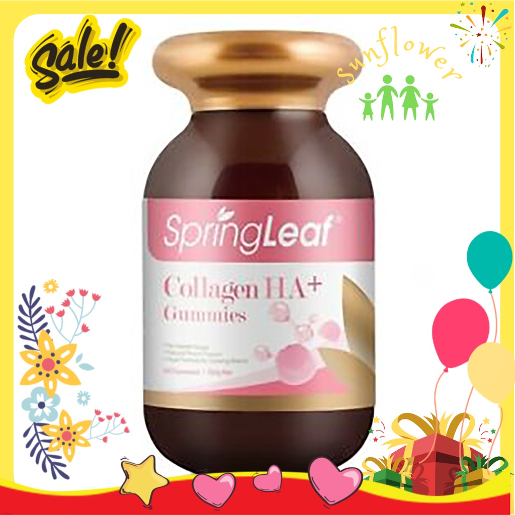 Kẹo dẻo gum Spring Leaf Collagen HA plus Gummies 60 viên giúp nuôi dưỡng da tóc và móng của Úc