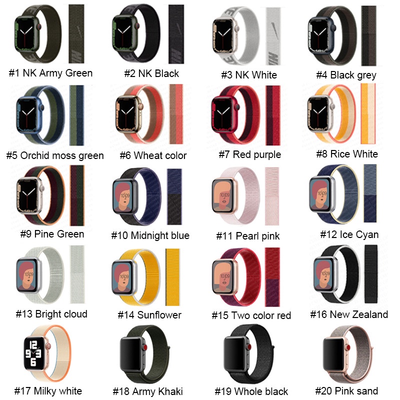 Dây đeo nylon 45mm 41mm 40/44mm cho đồng hồ thông minh iWatch Series 4 5 SE 6 7