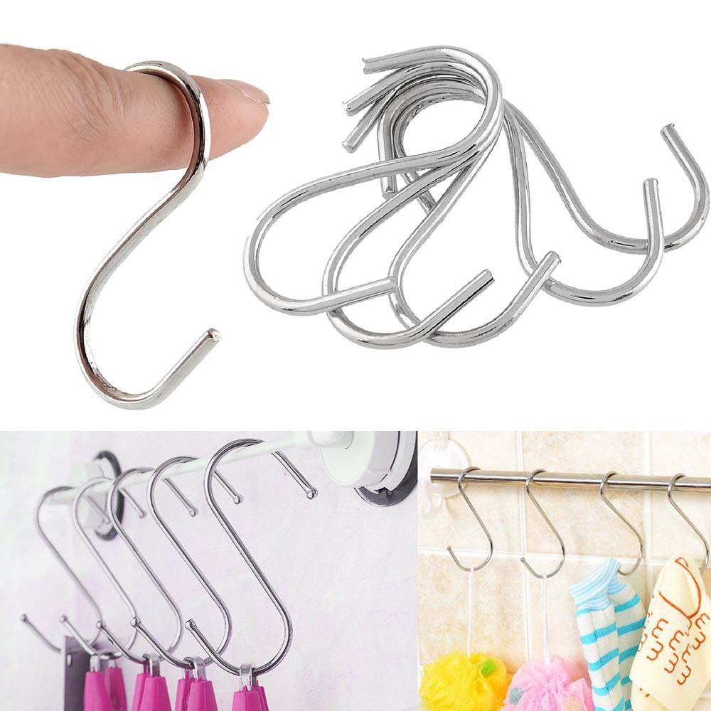 Set 5 / 10 / 20 Móc Treo Dụng Cụ Nhà Bếp Hình Chữ S Bằng Thép Không Gỉ