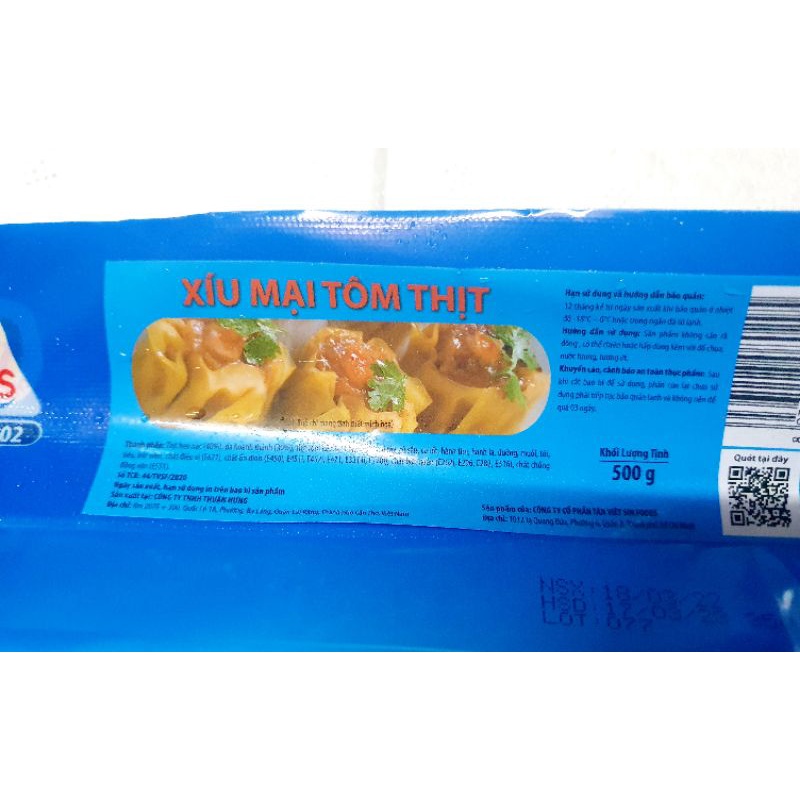 Xíu mại tôm thịt mini Tân Việt Sin 500gr