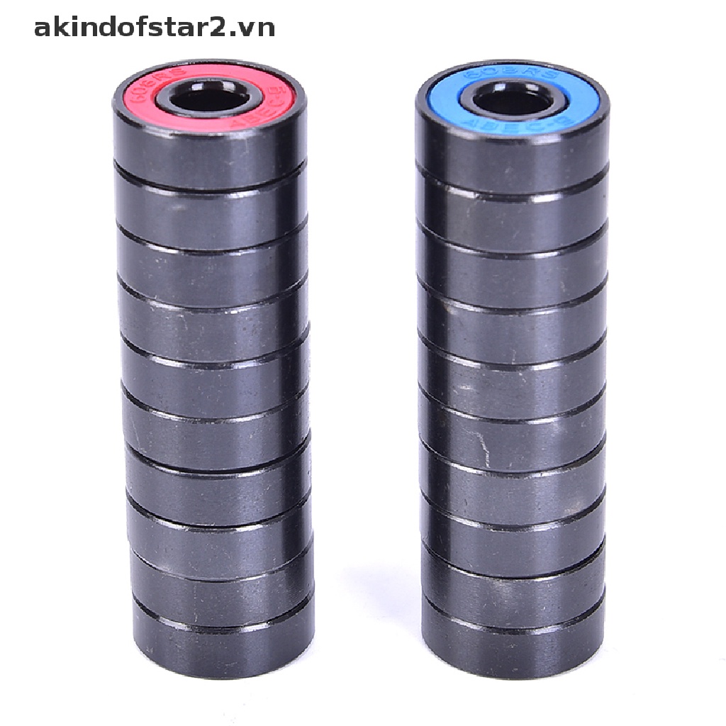 10Pcs/set 608 2RS Bearing Deep Groove Steel Sealed Ball Bearings 608RS 608-2RS