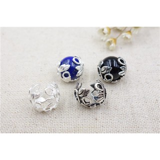 Charm bọc hạt hình lá - Charm Bạc 925