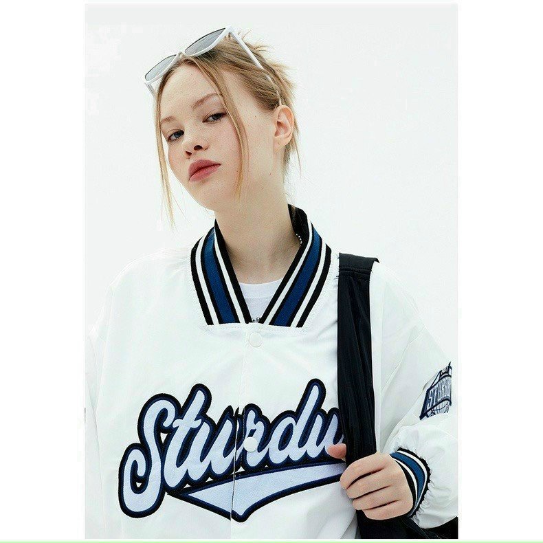 Áo Bomber 𝗙𝗥𝗘𝗘𝗦𝗛𝗜𝗣 Áo chống nắng bóng chày STUDU TRẮNG nam nữ unisex hàn quốc dễ thương varsity cao cấp giá rẻ.