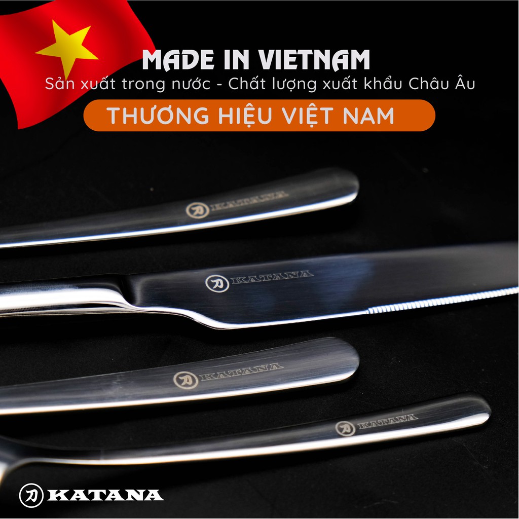 Set 4 món DAO DĨA ăn bít tết, steak KATANA INOX 304 cao cấp, sang trọng - KATA110