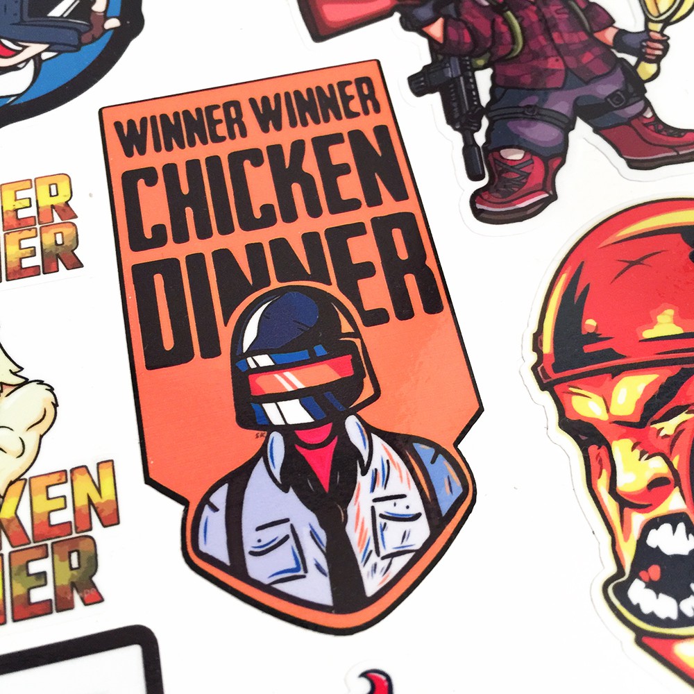 Bộ 22 Hình Dán Sticker PUBG Player Unknown Battleground - Hình Dán PUBG Trang Trí Mũ Bảo Hiểm Điện Thoại