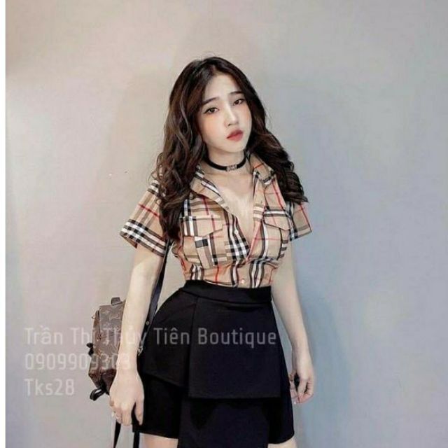 Áo sơ mi tay ngắn sọc BB cổ bẻ cao cấp🆕