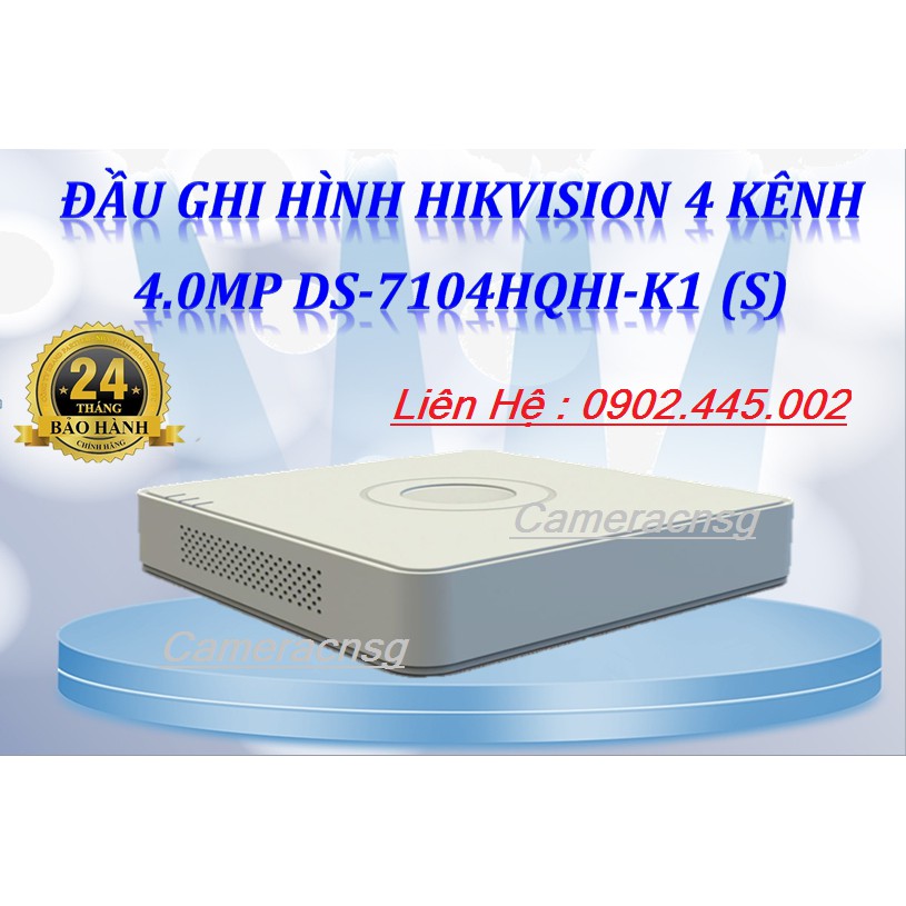 Đầu Ghi Hình Camera 4 kênh Hikvision DS-7104HQHI-K1 (S) (Hỗ trợ 2 camera IP)