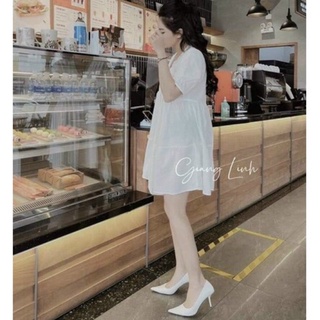 Đầm babydoll kate lụa trơn bacis nhẹ nhàng