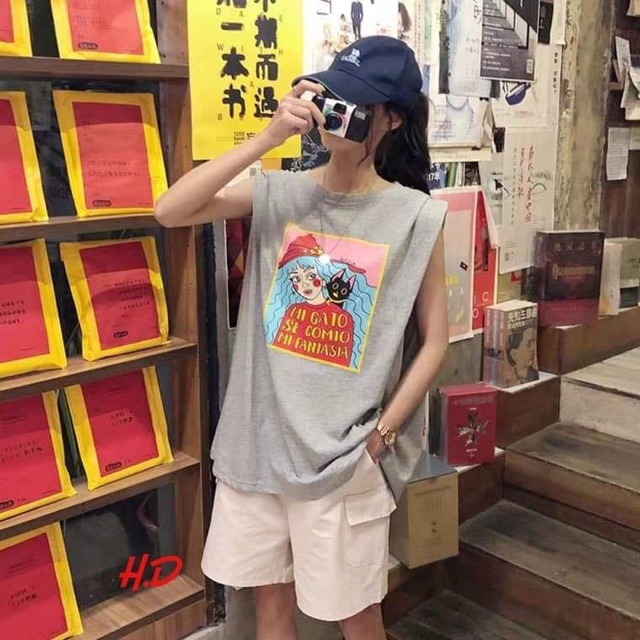 [Mã FAMAYWA giảm 10K đơn 50K] Áo tanktop cô gái tóc xanh HDA0719