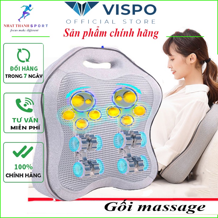 Gối Massage Cổ Vai Gáy 8 Bi Hồng Ngoại Đa Năng Máy Massage Lưng - Bảo hành 12 tháng