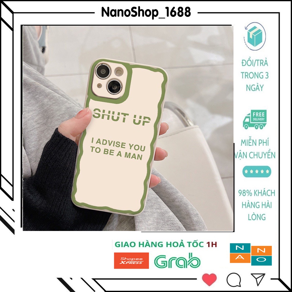 Ốp Lưng Iphone Cạnh Vuông, Bảo Vệ Camera Hình Shut Up ip 7Plus,8plus,x,xs,xsmax,11,11promax,12,12promax,13,13promax