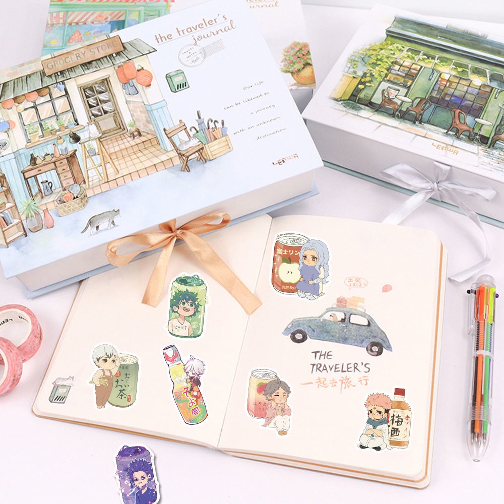 Bộ 50 Miếng Dán Trang Trí Bình Nước Họa Tiết Hoạt Hình Dễ Thương Chống Thấm Nước