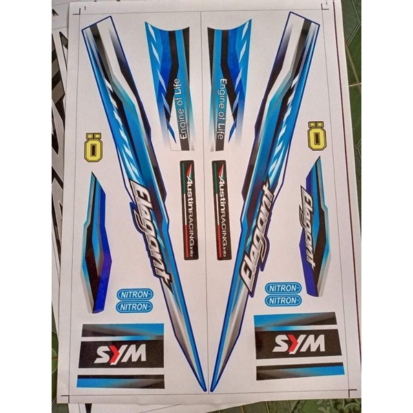 Tem rời elegant 50cc xanh trắng