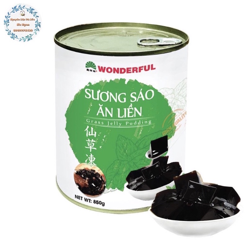 Sương sáo ăn liền Wonderful lon 850g topping, thạch