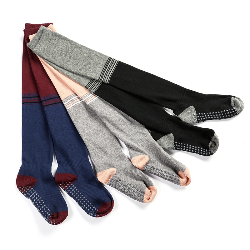 Vớ cao trên đầu gối vải cotton chống trượt giữ ấm họa tiết sọc thời trang cho nữ