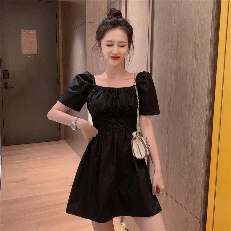 Đầm Dáng Ôm Tay Phồng Cổ Tròn Thời Trang Dành Cho Nữ