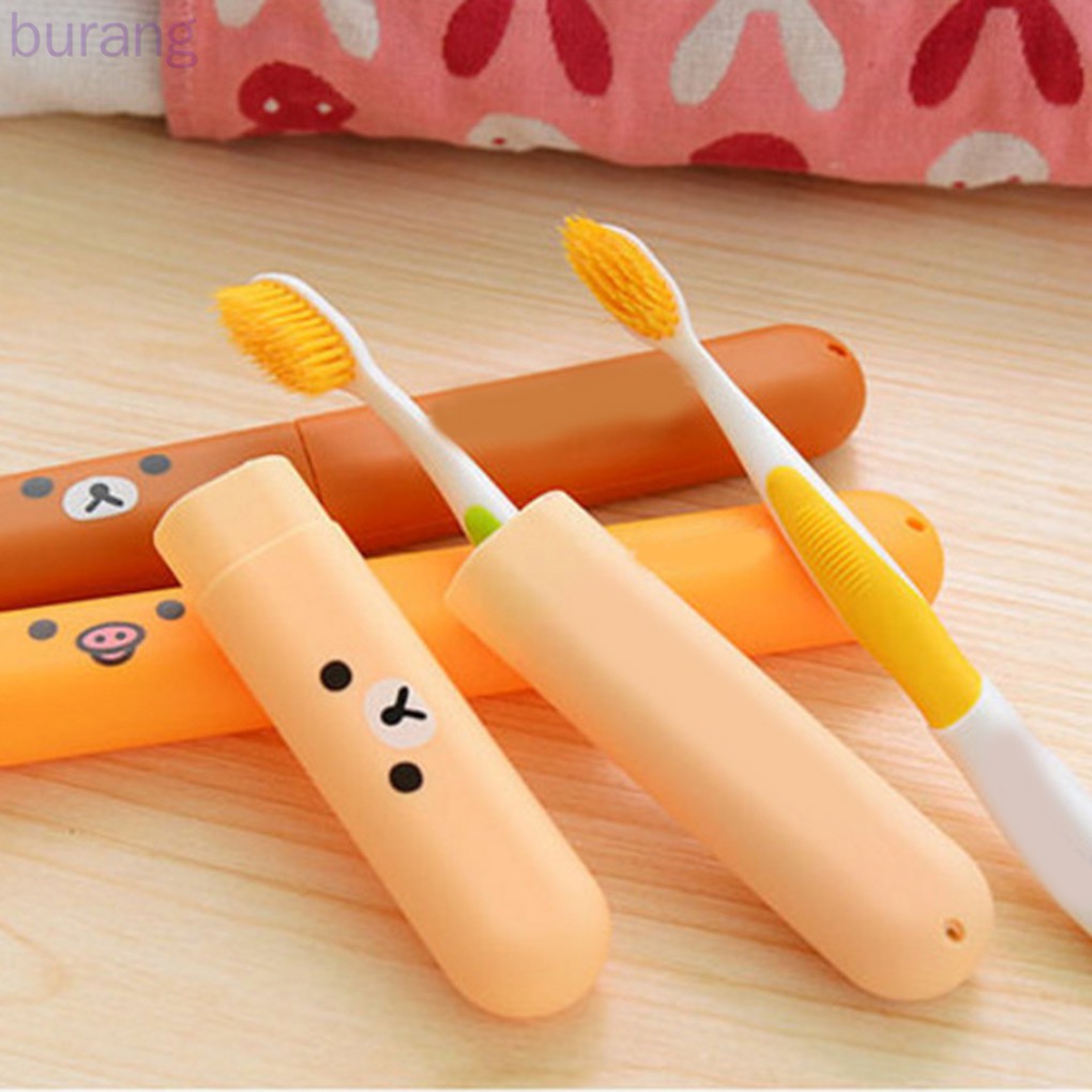 Set 2 Hộp Đựng Bàn Chải Đánh Răng Hình Gấu Dễ Thương Tiện Dụng