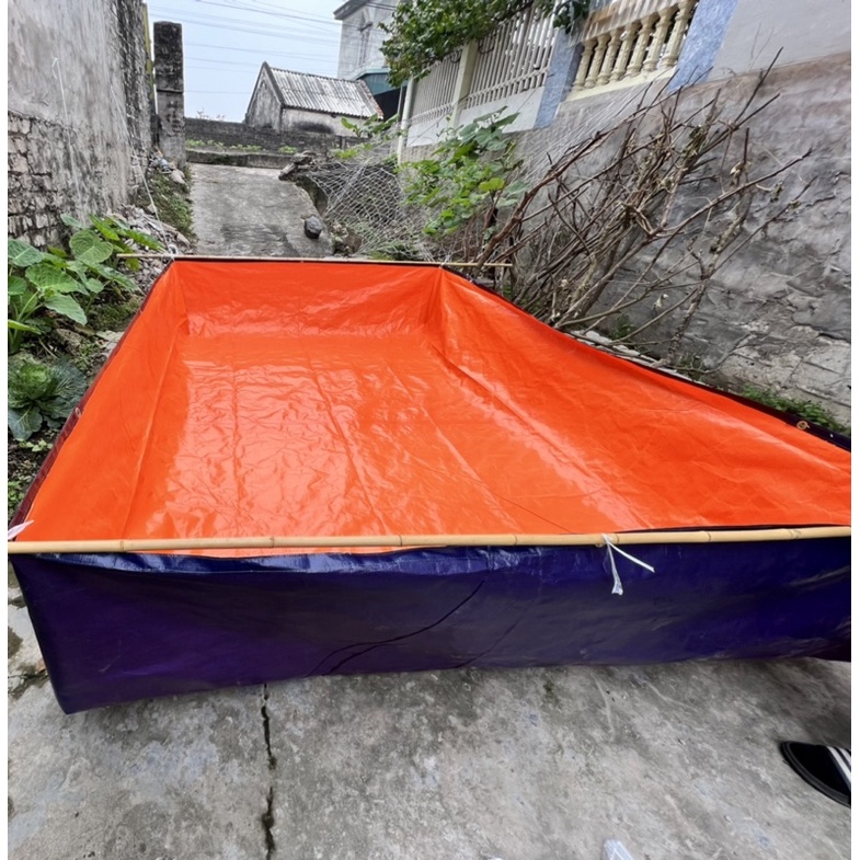 BỂ Bạt NUÔI CÁ, ỐC, LƯƠN , hồ bơi trẻ em loại Pvc Xanh cam - đã gia công