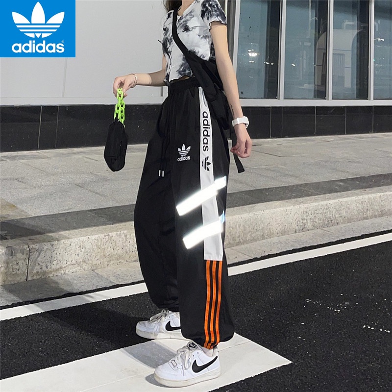 Quần Adidas 100% Chính Hãng Dáng Suông Rộng Kẻ Sọc Phản Quang Cá Tính Cho Nam