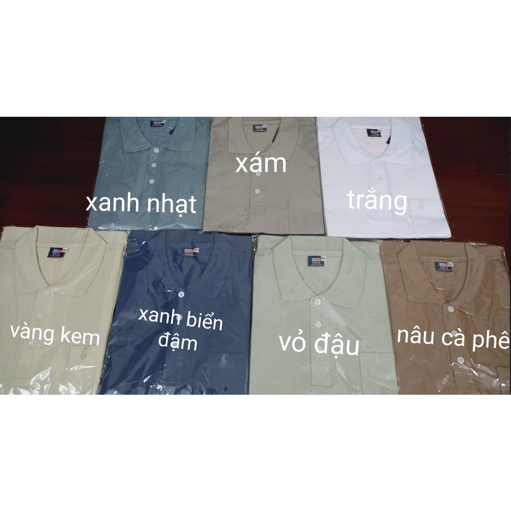 (80-100kg) Áo thun cotton Polo BIGSIZE trung niên, loại áo thun nam có cổ ngắn tay Hongphatstore