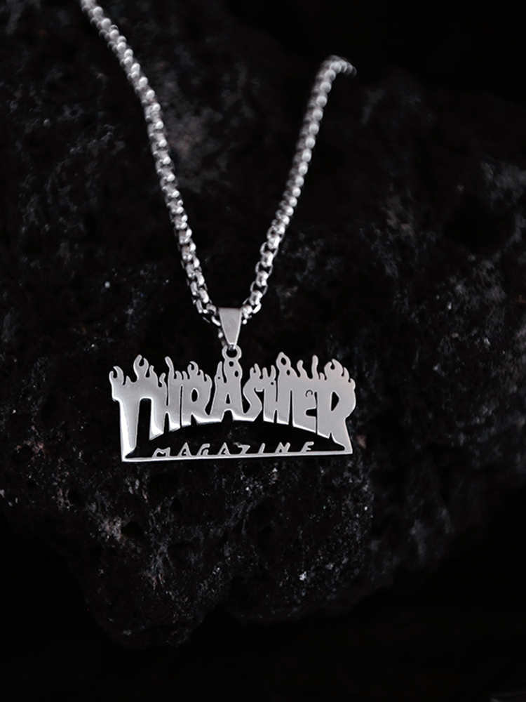 Dây Chuyền Thép Titan Mặt Hình Ngọn Lửa Phong Cách Hàn Quốc 22389