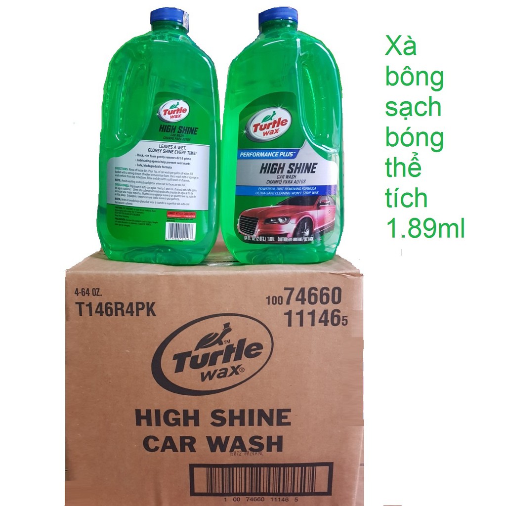 Nước rửa xe ô tô Turtle Wax T146R4PK CHÍNH HÃNG (USA) XÀ PHÒNG RỬA XE CÓ CHẤT BÓNG NHIỀU BỌT (1.89L)