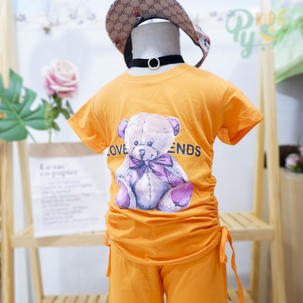 Bộ lửng gấu dây rút / Chan.nel / hoa cúc hở vai, cotton cho bé gái từ 8-38kg