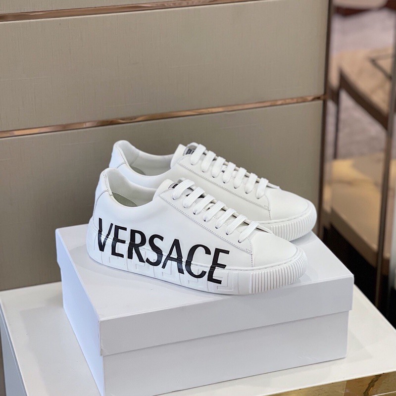 Giày thể thao/sneaker nam Versace Collection da thật cao cấp in chữ thương hiệu sang trọng và phong cách