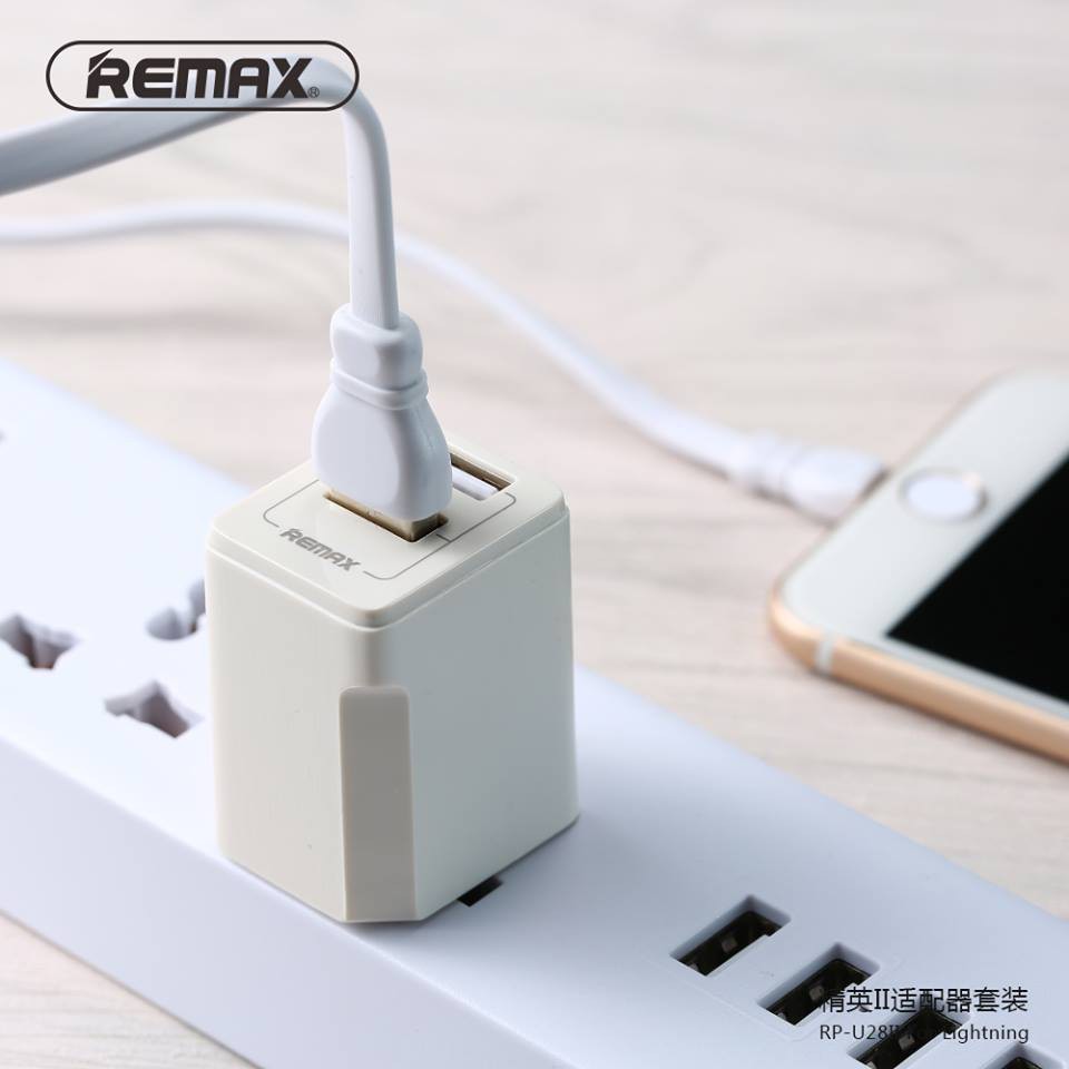 Bộ Cốc sạc và Cáp sạc Remax Elite Set RP-U28II 2.1A-3 chân sạc/Micro-USB/Type-C (Trắng)