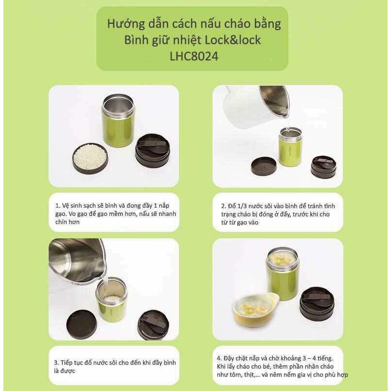 BÌNH Ủ LOCK& LOCK 500ML cháo, đồ ăn săn sale ko p hàng Km LHC8024 | BigBuy360 - bigbuy360.vn