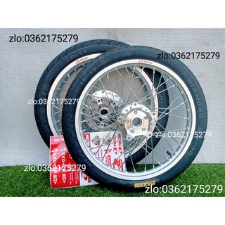 Cặp bánh căm exciter 150 niền nhôm rcb 1.1 căm đùm mạ crom loại 1,vỏ maxxic 225.250