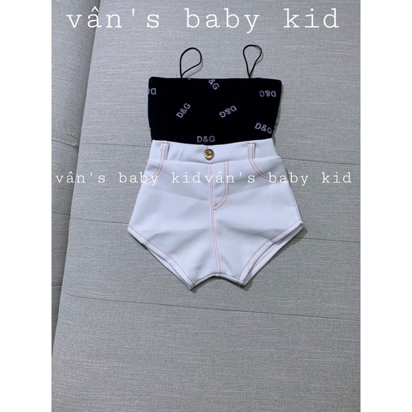 Set áo 2 dây quần short cá tính cho bé gái